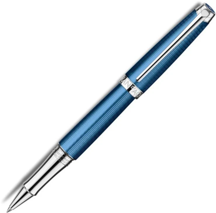 Caran d'Ache Leman Silver Plated Rhodium Coated Grand Bleu Rollerball Pen