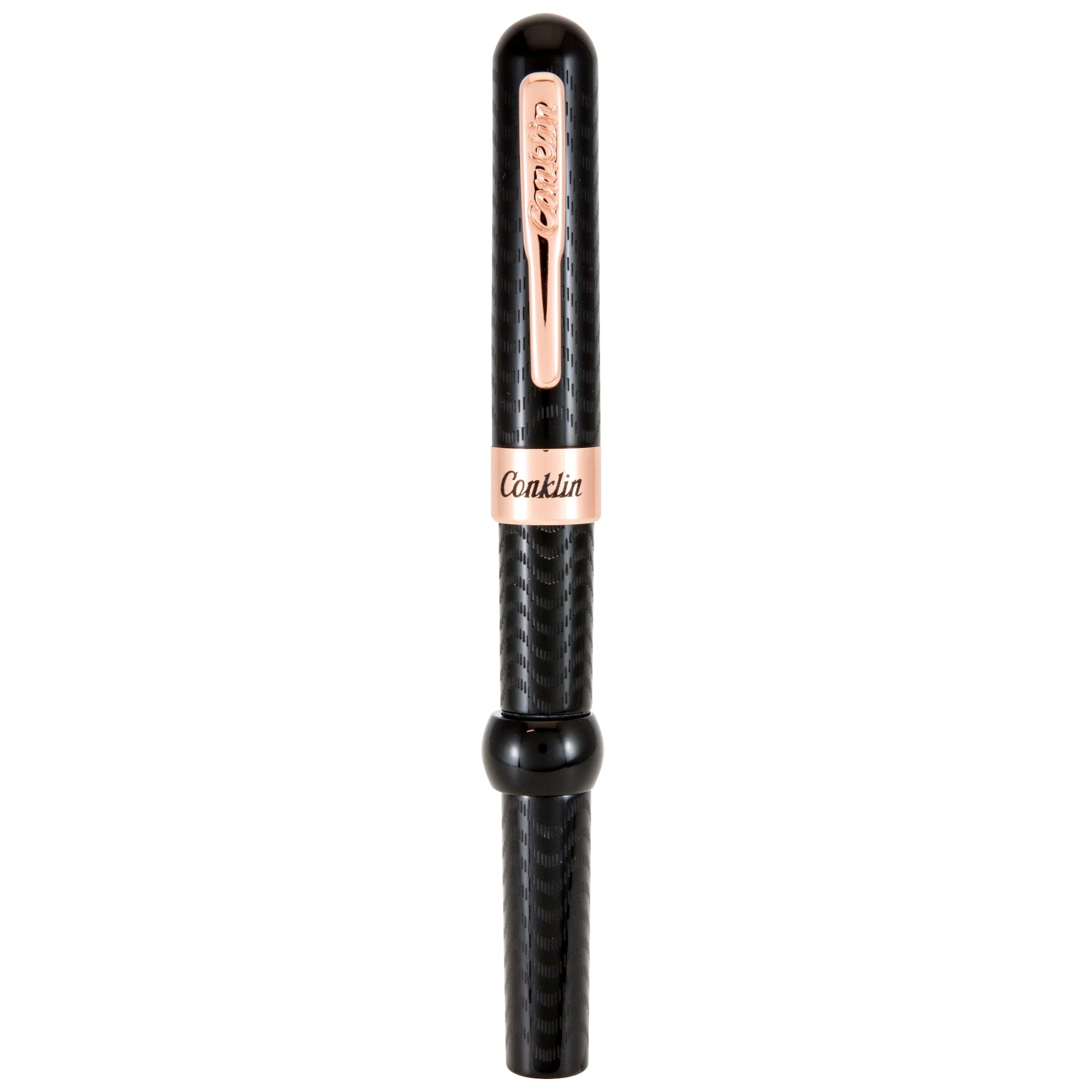 Conklin Mark Twain Crescent Filler Black Chase Rose Gold Fountain Pen - Image 2