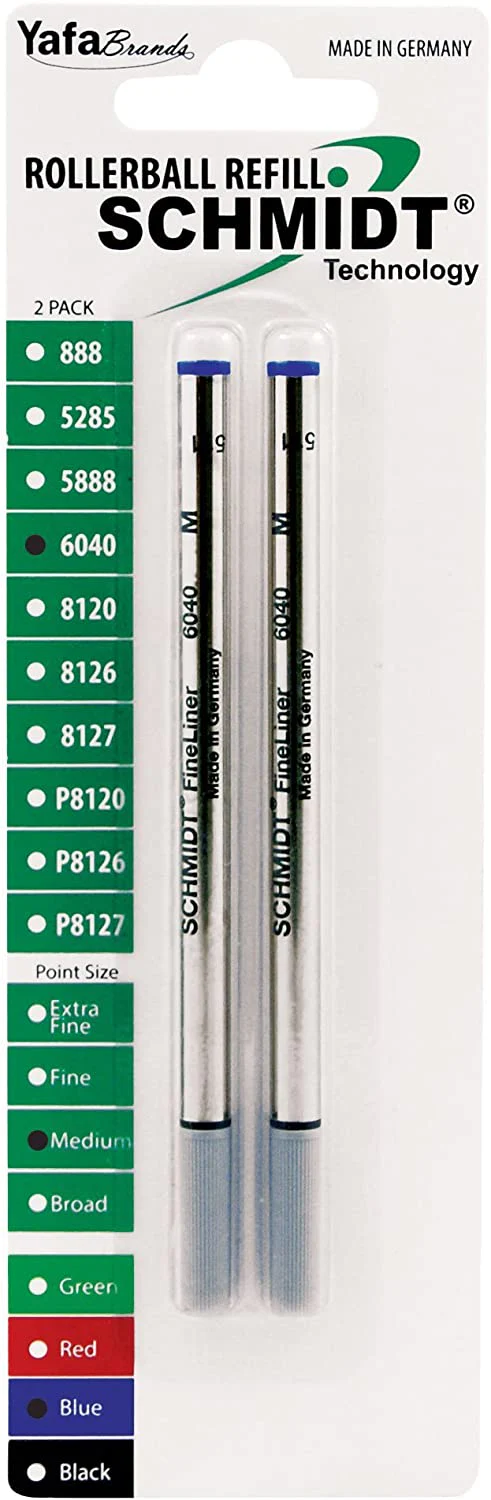 Schmidt 6040 Fineliner Rollerball Pen Refill - Metal Tube - 2 Pack - Image 2