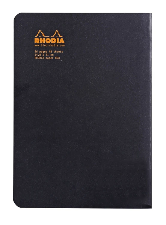 Rhodia A5 Side Staple Notebook - Black, Lined - Image 3