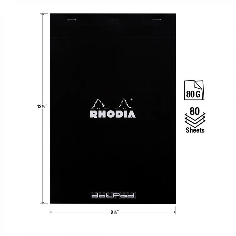 Rhodia No. 19 A4+ Notepad - Black, Dot Grid - Image 4