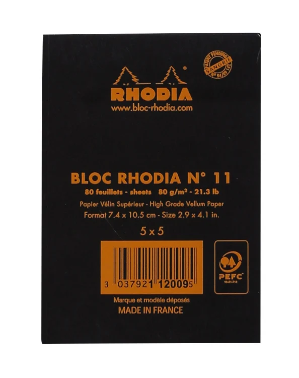 Rhodia - Classic Notepads Top Staplebound 3 x 4 Graph Black 80 sheets - Image 3