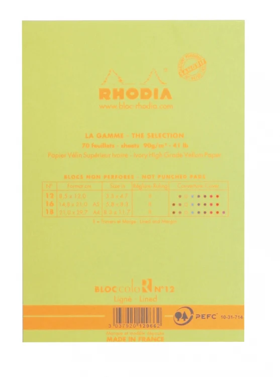 Rhodia ColoR No. 12 Passport Notepad - Anise Green, Lined - Image 3