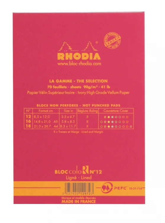 Rhodia ColoR No. 12 Passport Notepad - Raspberry, Lined - Image 3