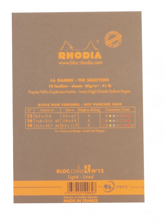 Rhodia ColoR No. 12 Passport Notepad - Taupe, Lined - Image 3