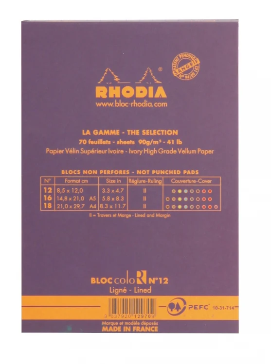Rhodia ColoR No. 12 Passport Notepad - Violet, Lined - Image 3