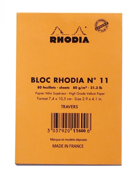 Rhodia No. 11 Pocket Notepad - Orange, Lined - Image 3