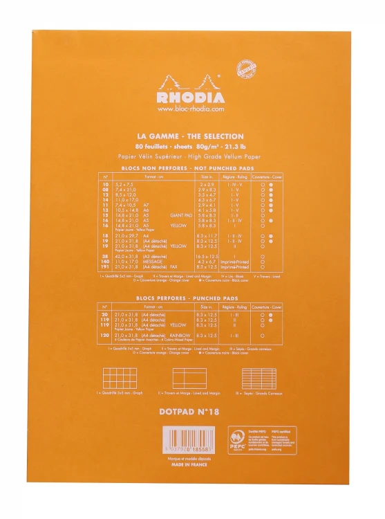 Rhodia No. 18 A4 Notepad - Orange, Dot Grid - Image 3