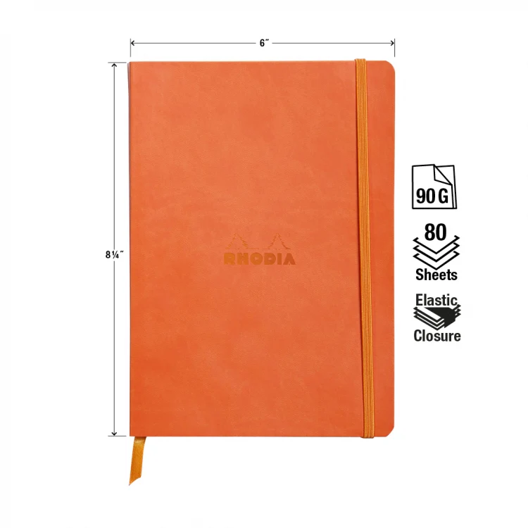 Rhodia A5 Softcover Notebook - Tangerine, Lined - Image 2